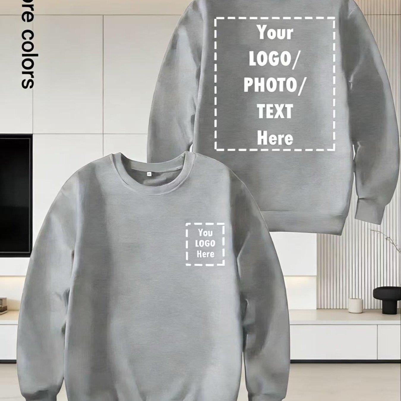TEMU Personalized And Customizable Round-neck Sports Sweatshirts, Casual Activities. You Can Customize Images, Pattern Logos, Company Logos, And Team