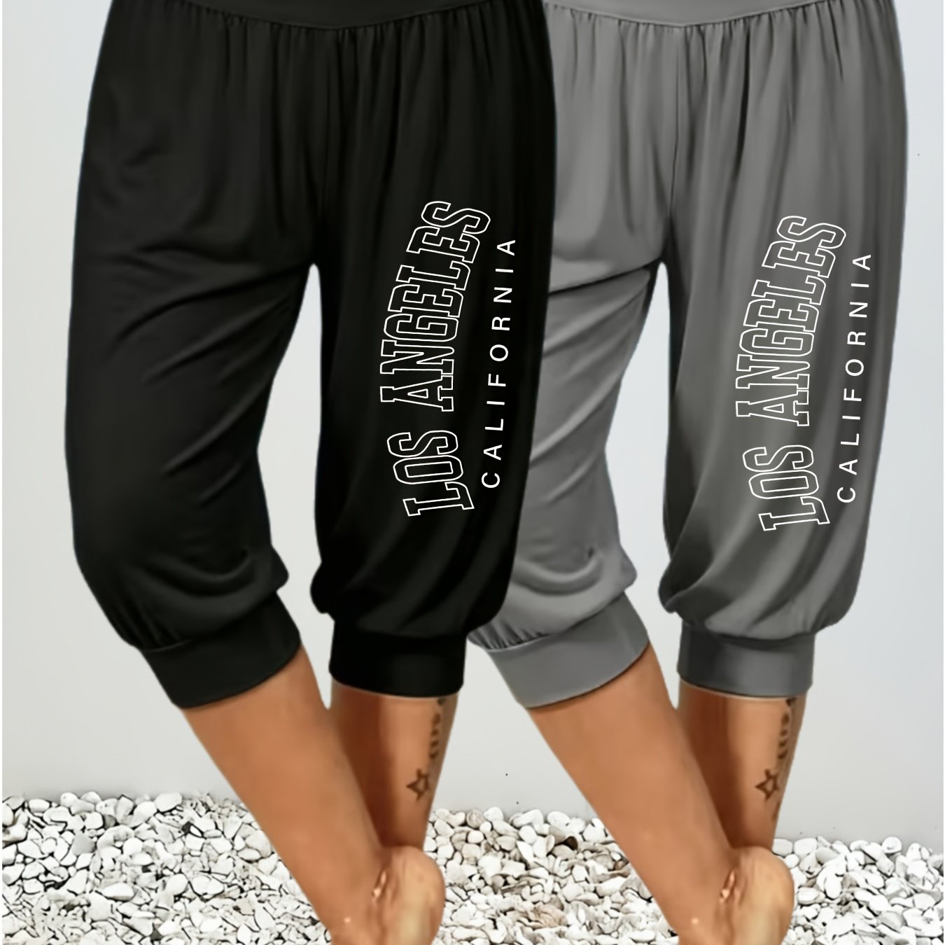 TEMU 2pcs Standard Size Women's Fashion Letter Print European/ Harem Pants, Jogger Pants, Casual Pants, Sports Pants, Yoga Pants, High-waisted