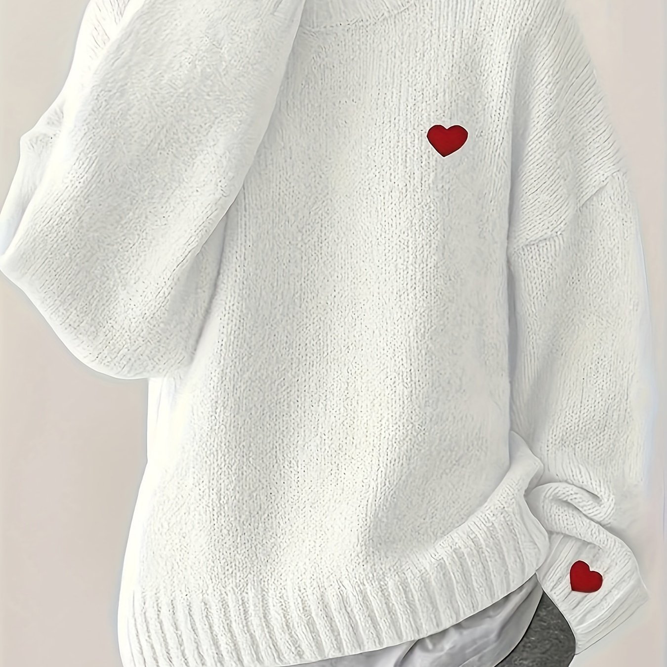TEMU Pattern Crew Neck Sweater, Casual Drop Shoulder Long Sleeve Sweater For Fall & , Women's Clothing