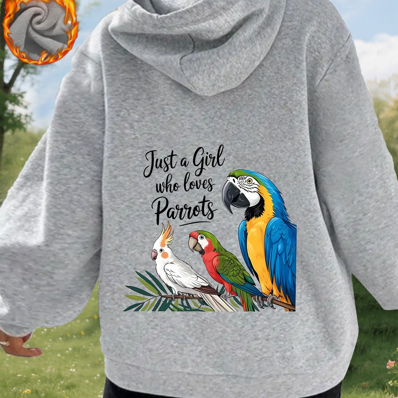 TEMU Multicolor Macaw And Tropical Leaf Print - Four-season Comfortable Zip-up Hooded Sweatshirt. A Beautiful Women's Casual Zip-up Hoodie