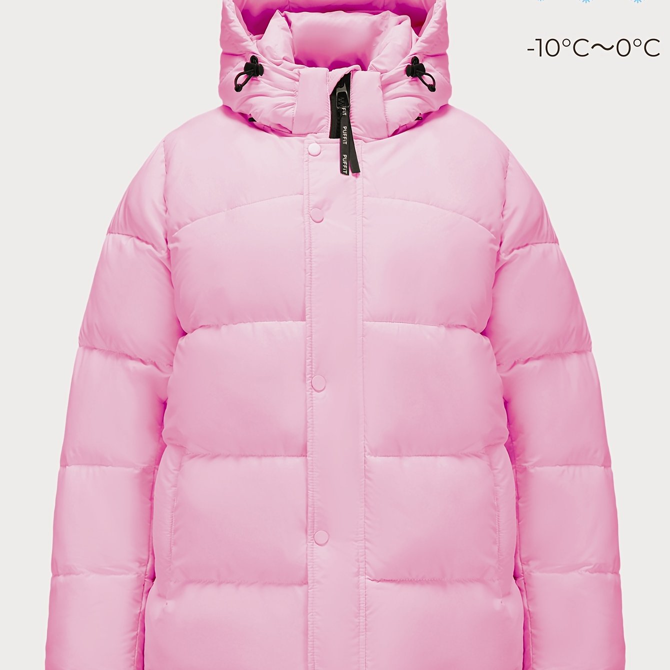 Women's Quilted Outerwear Jacket Big Pocket, Classic Hooded Mid-length Puffer Coat Women With Zipper, Winter Warm Basic Long Sleeve Tops Coat