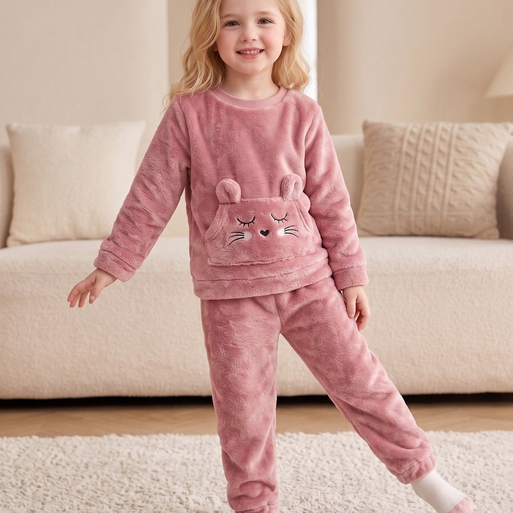 Image of 2-piece Set For 0-3 Year Old Girls: -lined Long-sleeve Crewneck Outfit, Cute, Comfortable, Casual, Sweet, And Versatile For , Autumn/winter, European/ For Travel And Parties, Perfect For Outdoor