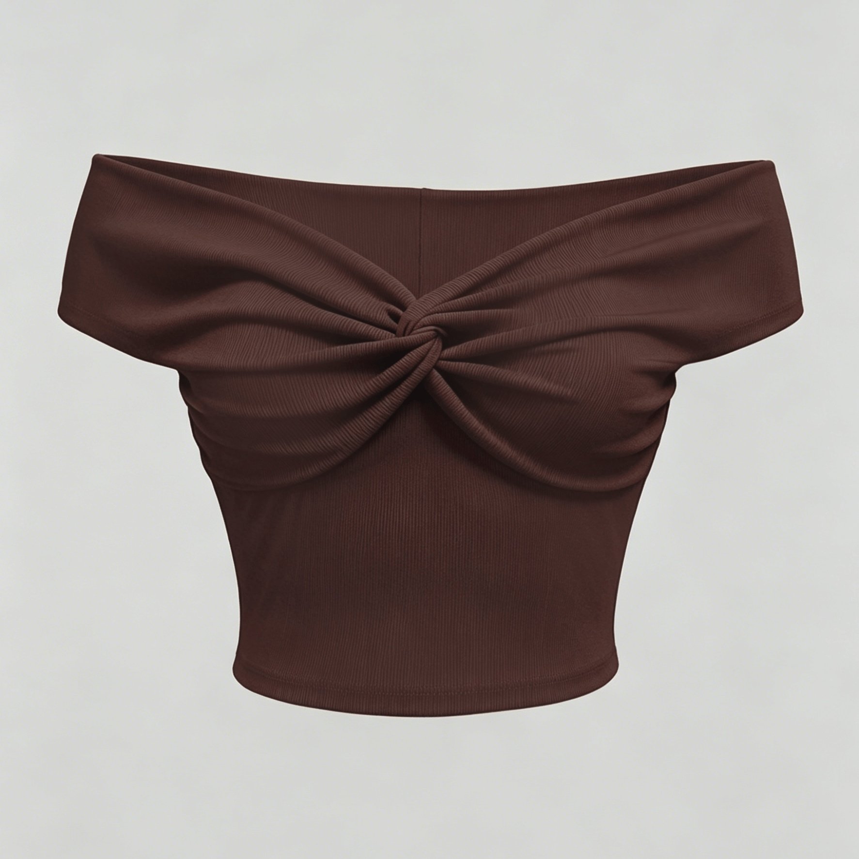 TEMU Damen Einfarbiges Off-Shoulder Twist Kurzarm Top