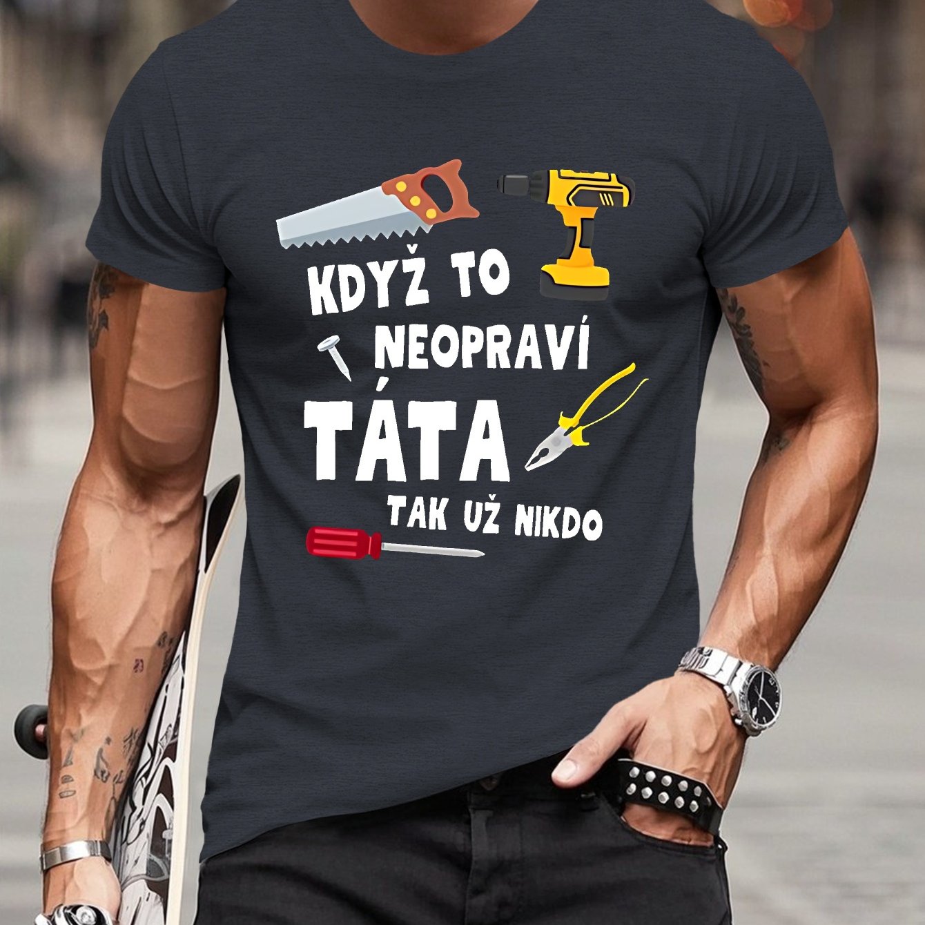 TEMU Men's Czech Humor T-shirt - Sarcastic Czech Sayings, Czech Phrasebook Funny Phrases, Casual Summer Short Sleeve Top For Language & Czech Fans