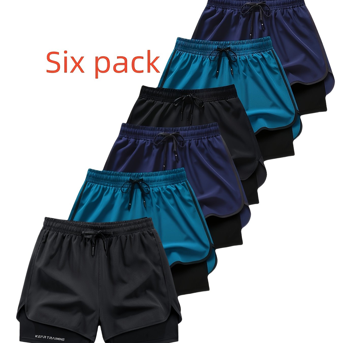 TEMU 6pcs Men's Lightweight Summer Athletic Shorts Set - Quick-dry Fabric, Drawstring Waistband, Casual Sport Design, Suitable For Basketball,