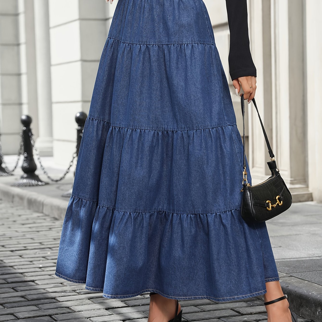 Long High-waist Denim Skirt Women's Spring Autumn Versatile