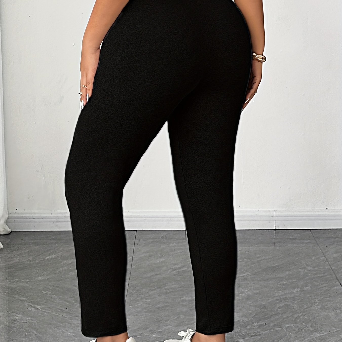 TEMU Plus Size, Women's Plus Size Full-length Leggings - Soft Stretchy Tight Pants Suitable For Home, & Outdoors | Non-sheer Solid Color Trousers |