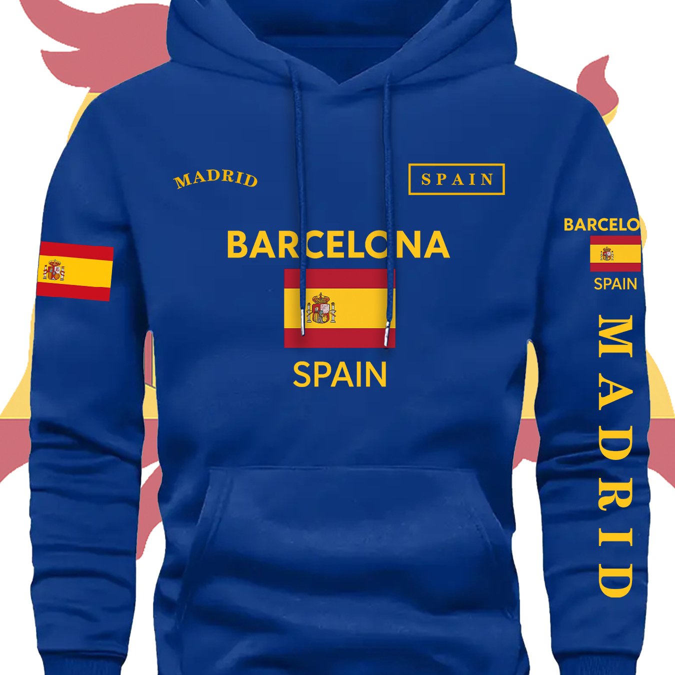 TEMU New Multi-image Heat Transfer Flag Pattern Sweatshirt For Men, Loose 's Hoodie, Casual Outerwear