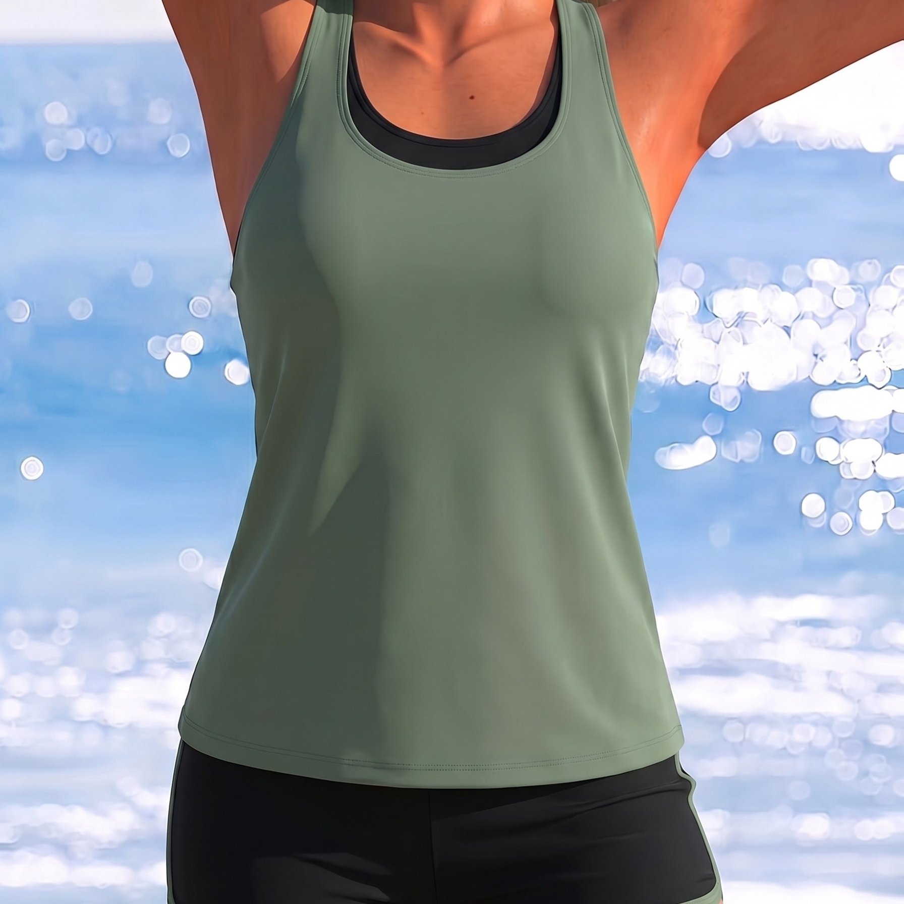 Image of [25ss Trend] New Conservative European And Elasticity Tummy Covering High-end Swimsuit Tankini Set