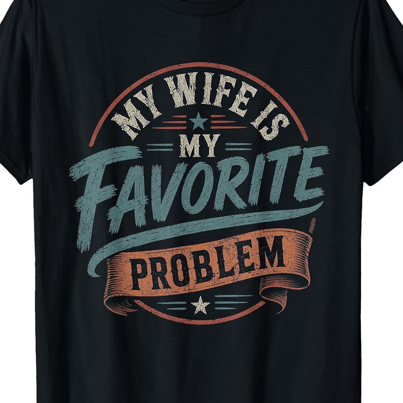 TEMU Ma femme est mon problème T-shirt rétro vintage drôle , col rond vintage, manches courtes, coupe ample, toutes saisons, tenue décontractée de