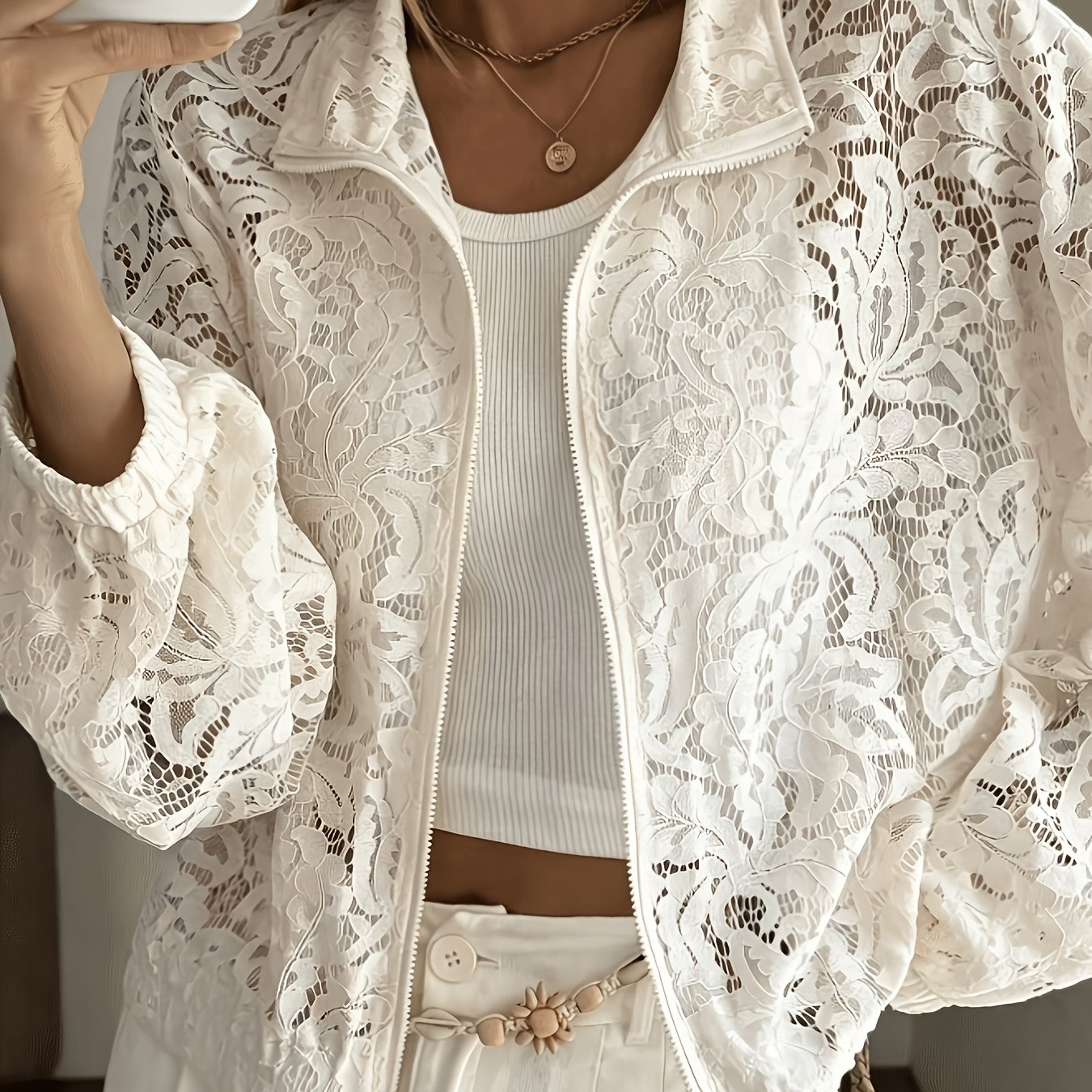 TEMU Chaqueta Corta de Mujer Casual con Hombros Descubiertos, Solapa y Cuello , Color Sólido, , Verano, Otoño , Estampado