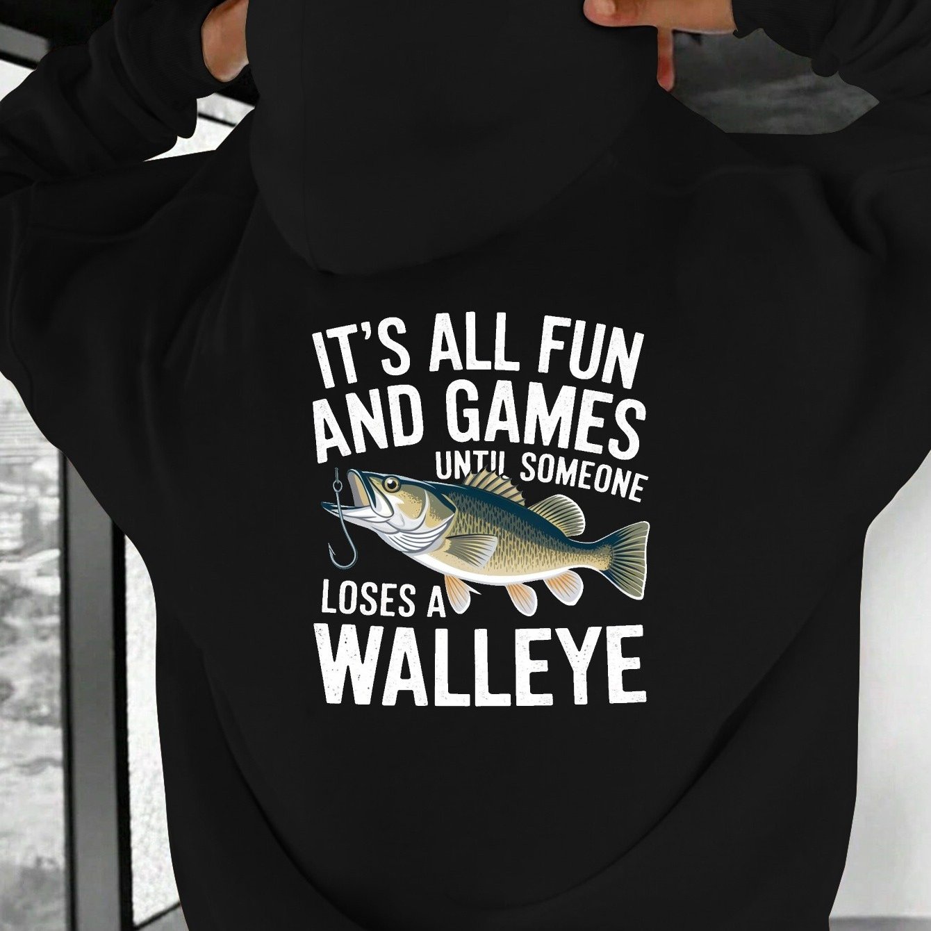 TEMU Pull à capuche drôle pour pêcheurs en taille plus - "C'est tout amusement et jeux jusqu'à que perde un doré" Sweatshirt graphique avec motif de