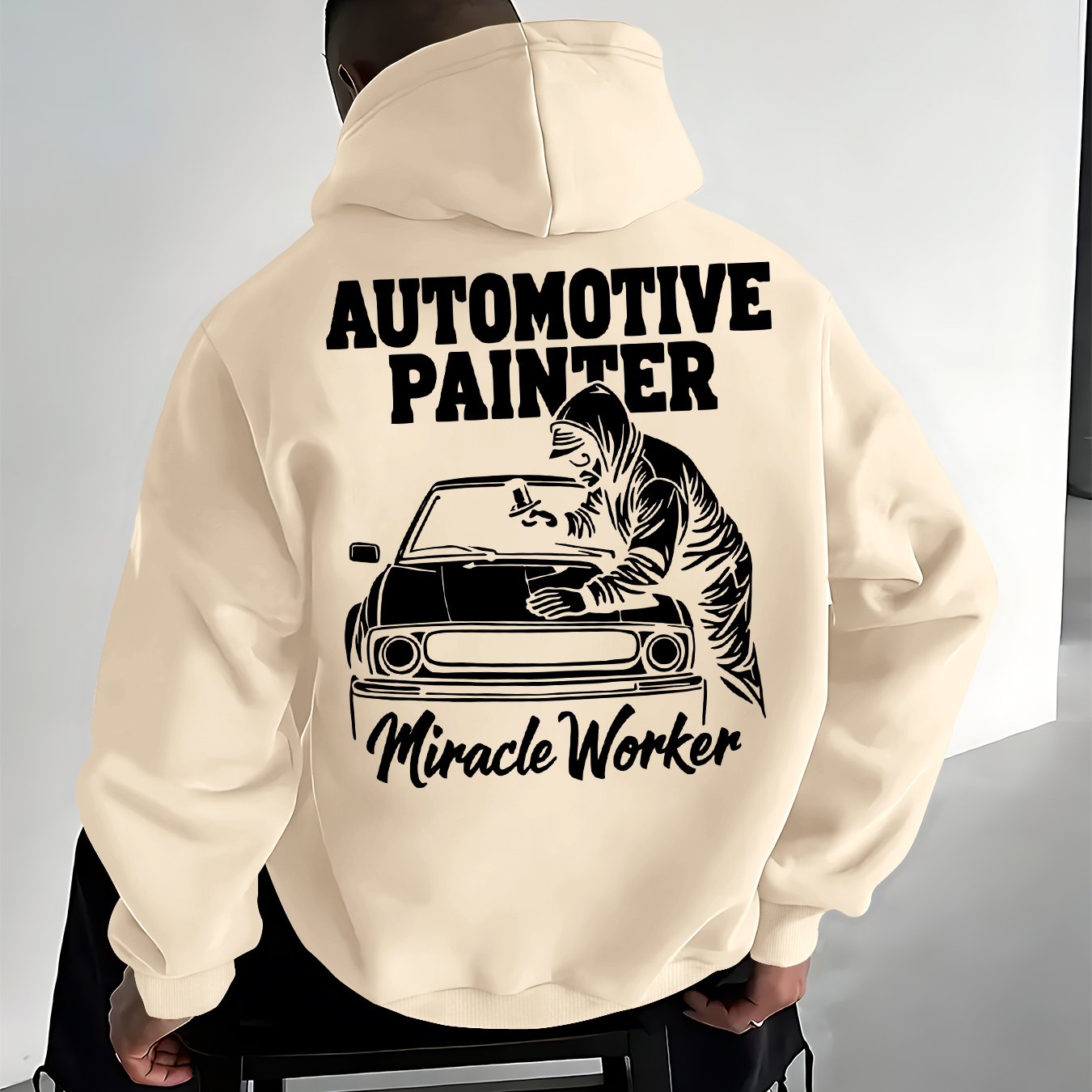 TEMU Men's Hooded Sweatshirt Casual Versatile, Spray Painter Print Fashion Trend, Outdoor Wear Home Hoodie, Men's Casual Pullover Hooded Sweatshirt