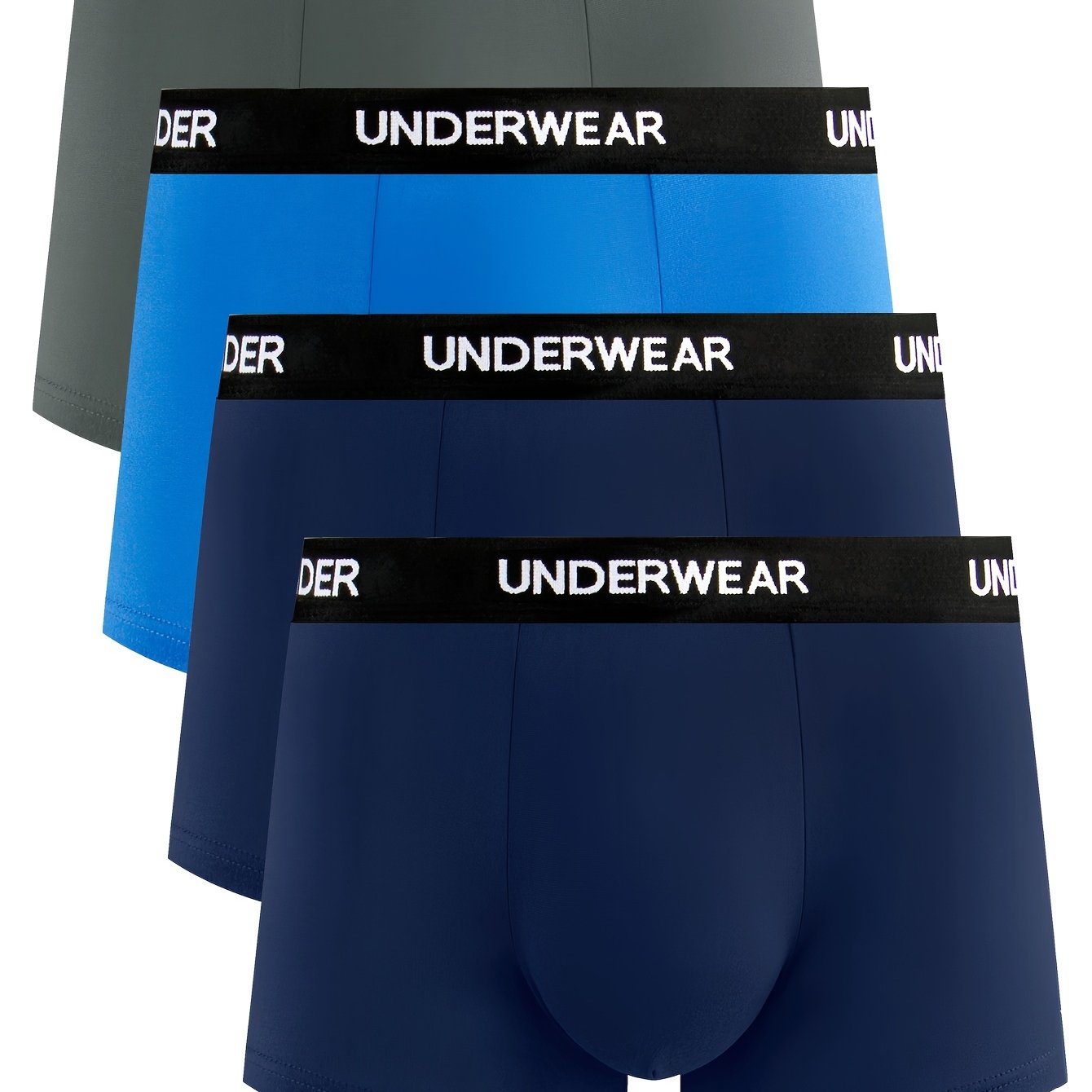 E-shop 4er-Pack Herren Unterwäsche in Unifarben mit flachen Ecken, weiche, lockere Herrenunterwäsche, herrenunterwäsche für alle Jahreszeiten und