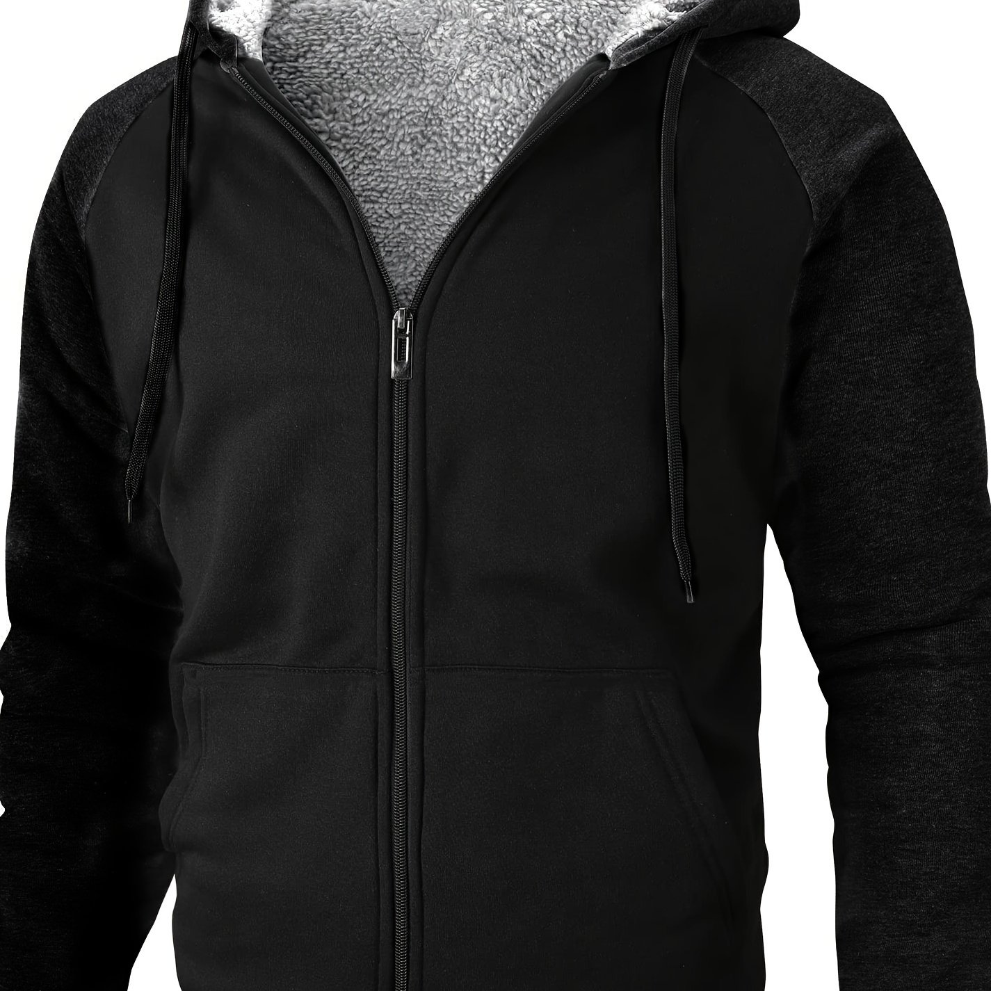 TEMU Men'-lined Hooded Jacket With Pockets - Warm, Stylish Zip-up Winter Coat