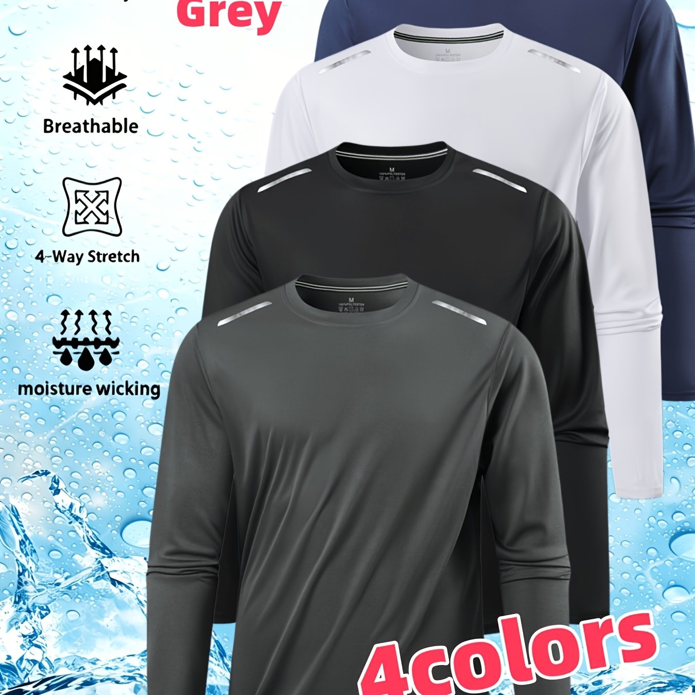 TEMU 1pc Men's Long Sleeve Sports T-shirt For Spring And Autumn, Quick-dry Breathable Mesh, Stay Dry, Stretch Fabric, Ideal For Exercise, Fitness,