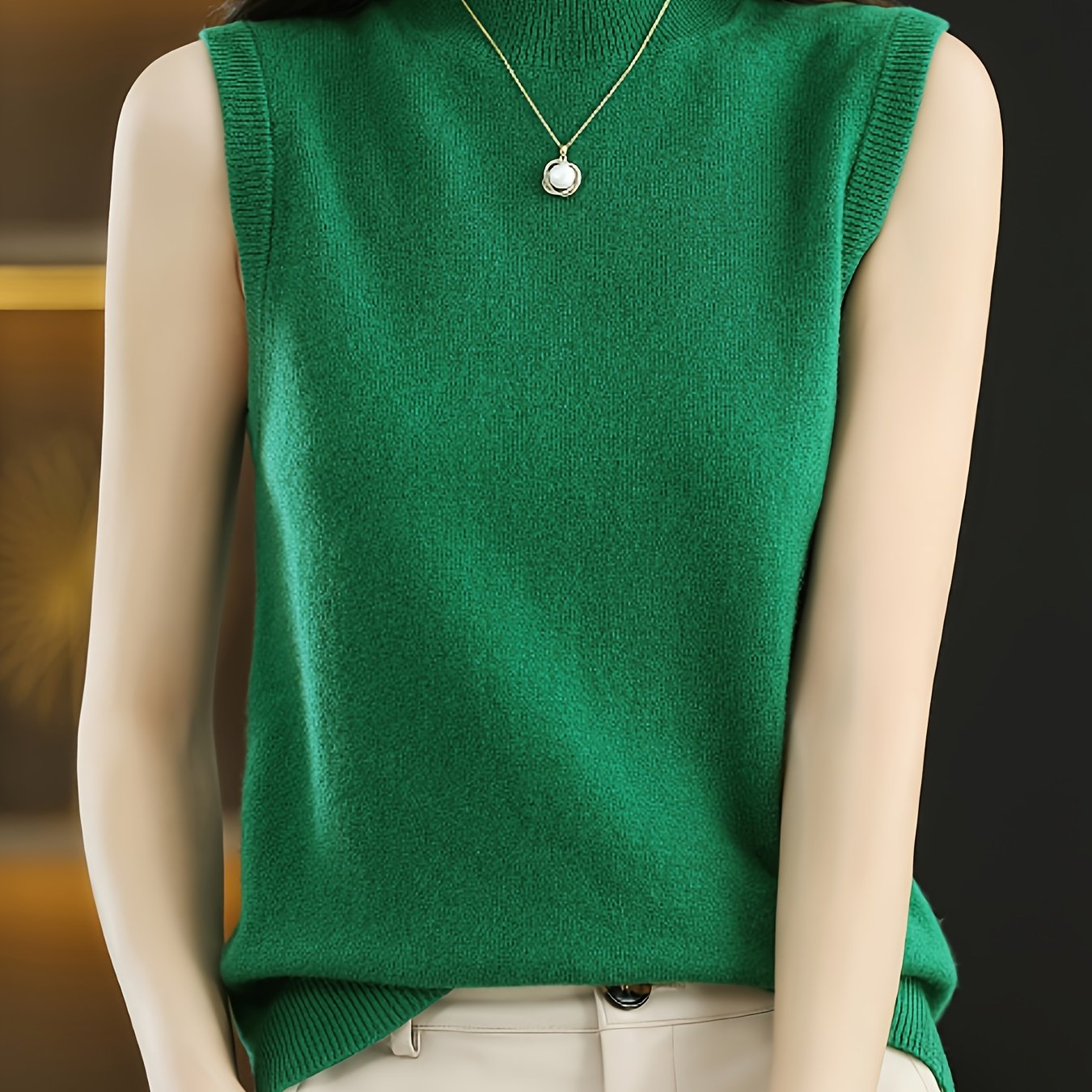 TEMU New Women's Vest Women Spring Summer Slim Ladies Short Solid Color All Matching Half High Neck With Sleeveless Top Festive Atmosphere Clothing