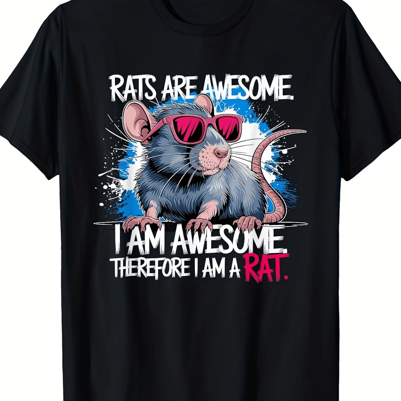 TEMU Mouse Fun T-shirt - Retro Mouse Pattern Short Sleeve Shirt, Unisex , Comfortable Everyday Wear With Cute Print, Ideal Top For Pet Owners And