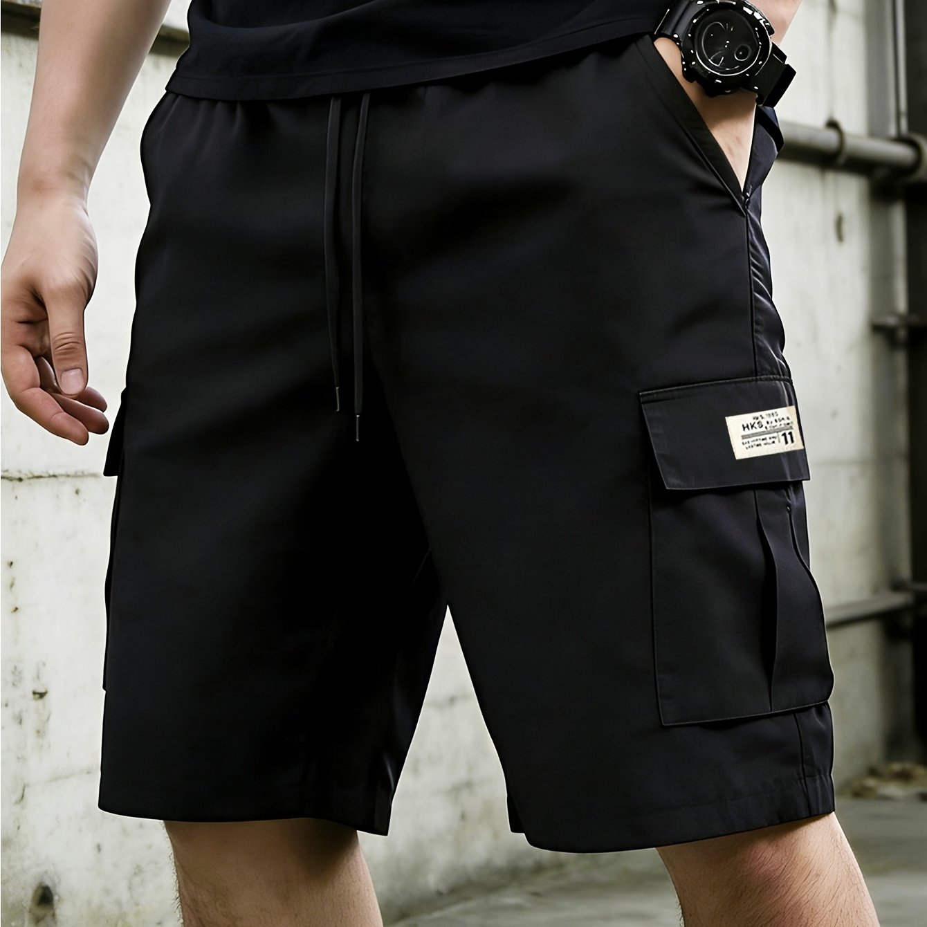 TEMU Men's Casual Summer Outdoor Sports Loose-fit Quick-dry Multi-pocket Cargo Shorts, Fashionable Streetwear Knee-length Pants