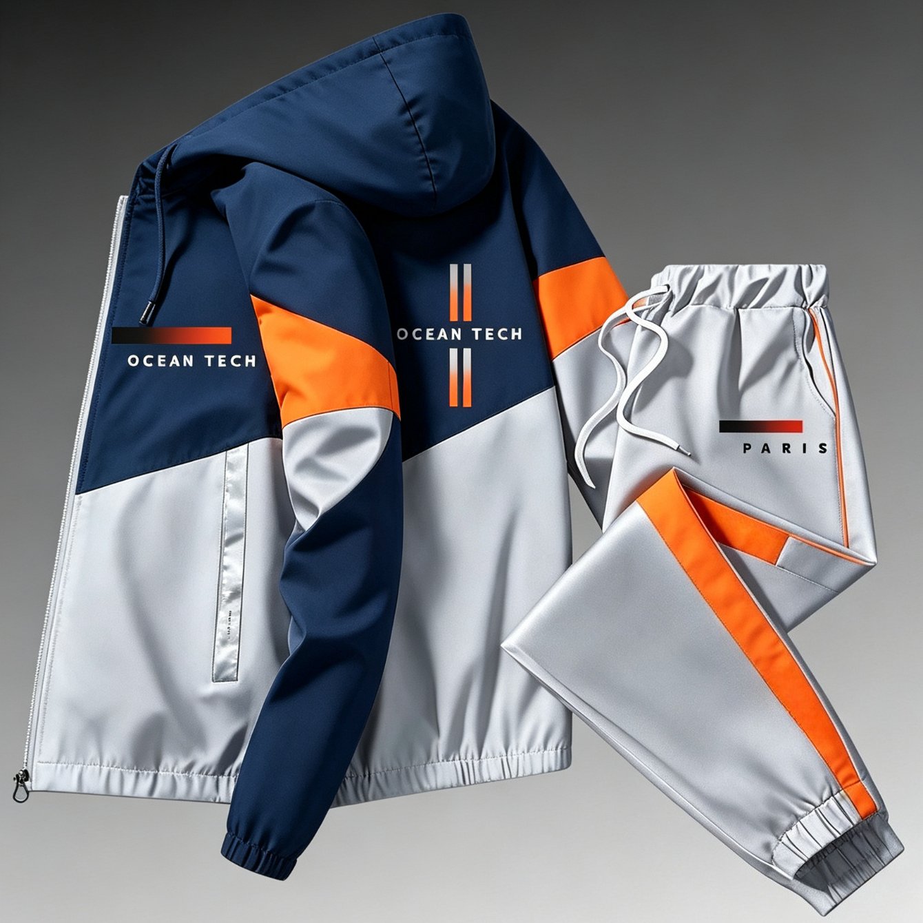 2pcs Set! 2026 New Casual And Stylish Sporty Hooded Jacket And Sweatpants Set | Suitable For Men And Women, Fashionable And Versatile, Suitable For Occasions, Geometric-patterned, Stretch Fabric