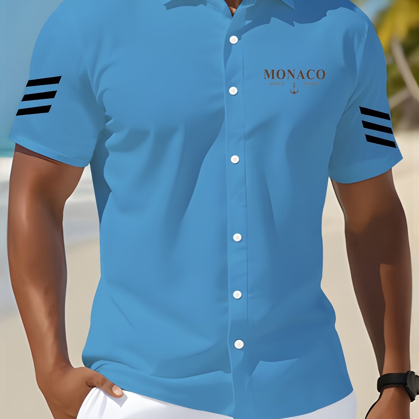 TEMU Men's Printed Casual Shirt - Short Sleeve Lapel Summer Beach Party Outdoor Wear, Breathable Machine Washable Regular Fit, Stretch Fabric, , ,