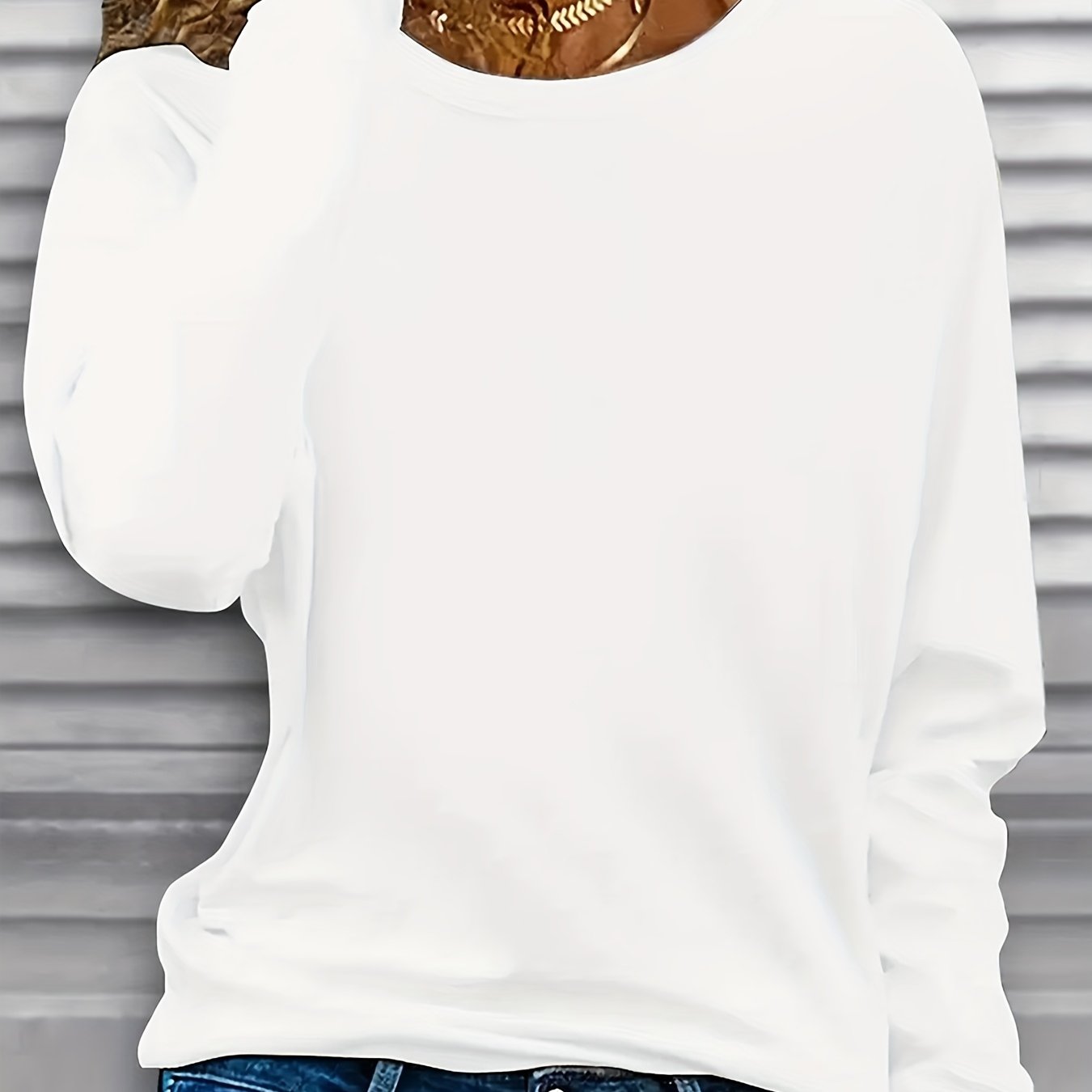TEMU Pull-over Femme Décontracté à Manches Longues Col Rond Lâche Haut Premium