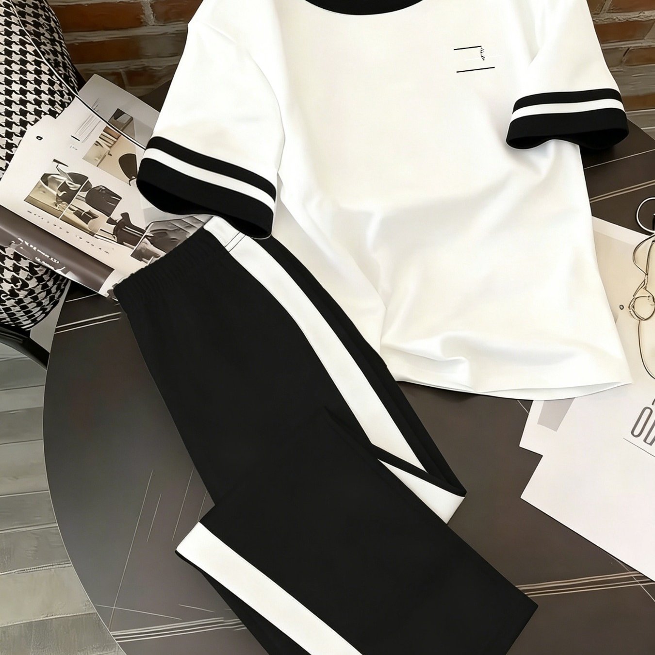 TEMU Plus Size, Plus-size Women's Casual Set, Featuring A Stylish And Simple Printed Design. New Summer Style With A 2pcs Set Including A Spliced