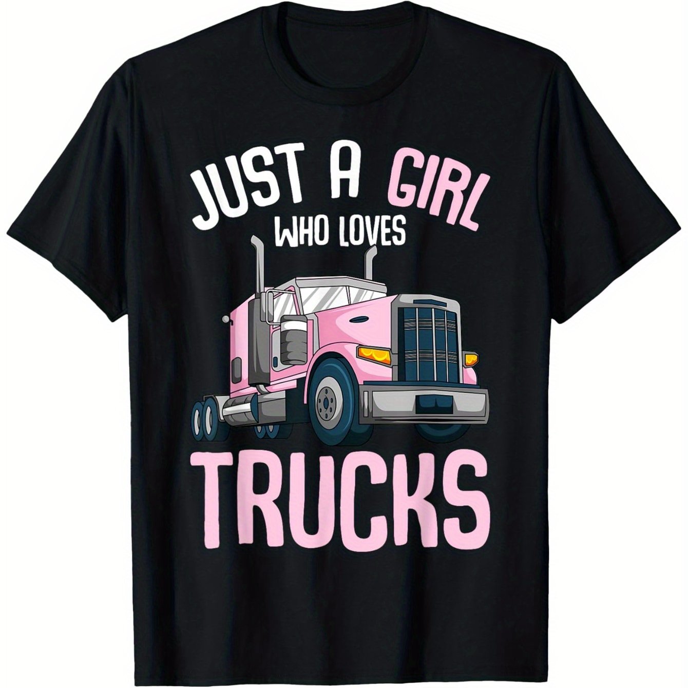 Image of Who Trucks T-shirt - 100% Cotton Casual Round Neck Tee With Truck Print, S-xxxl Sizes For , Comfortable Gift For Truck, Christmas, Birthdays (black) | Suitable For Truck Lovers & Casual Attire