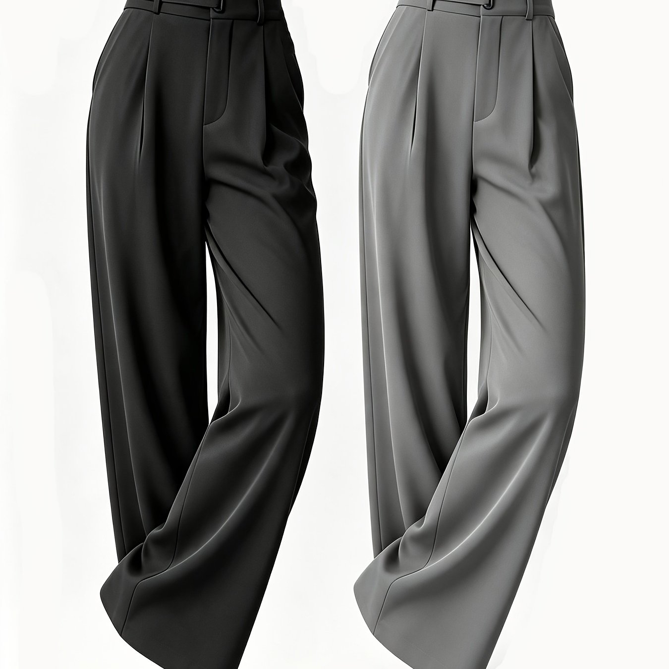 2pcs Of High-stretch Black Wide-leg Yoga Pants, Breathable And Skin-friendly, Loose Straight-cut, Everyday Casual Sports Pants (sizes Run Small, For Normal Fit)