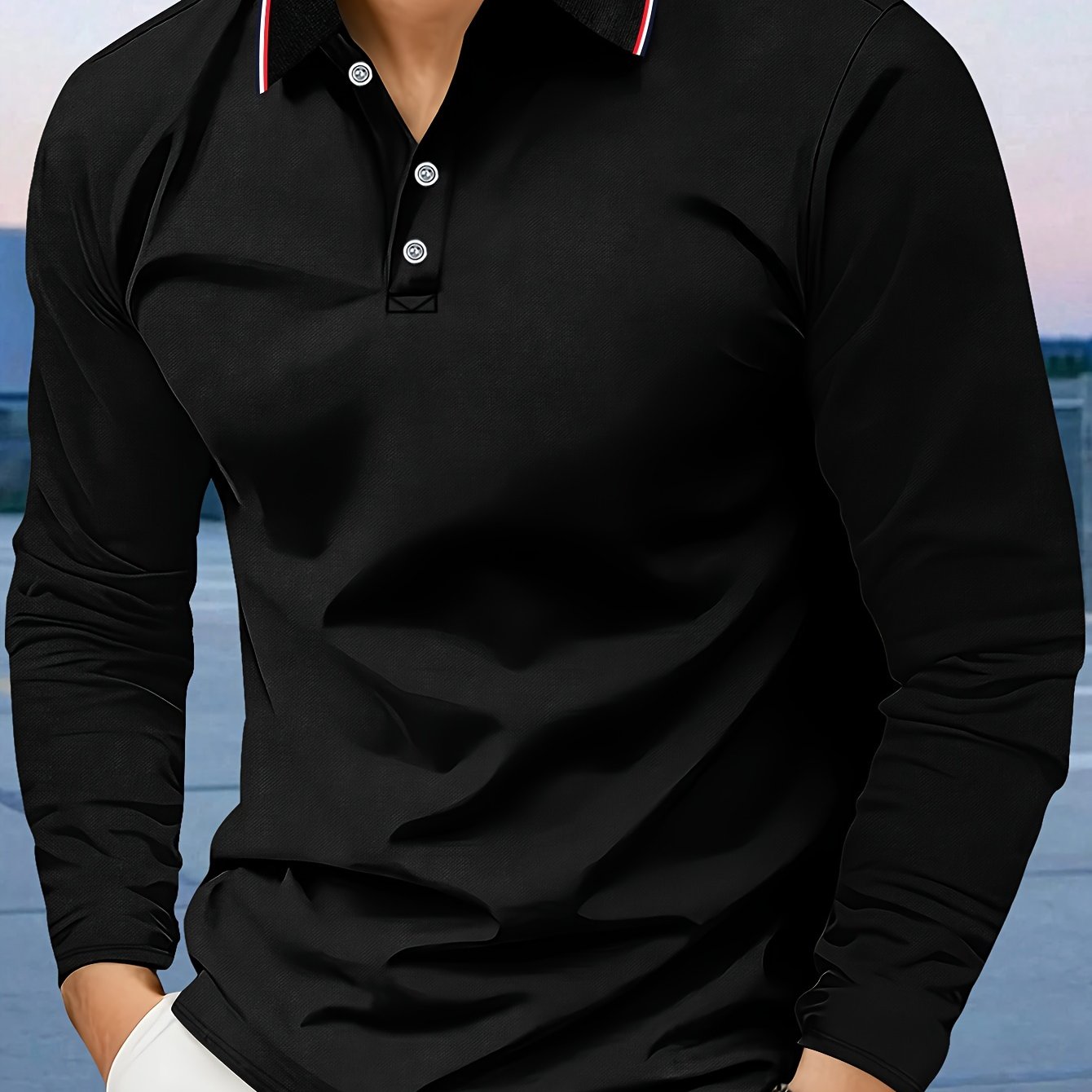 TEMU Casual   Shirt, Breathable , Long Sleeve With - Collar, For Autumn And Outdoor