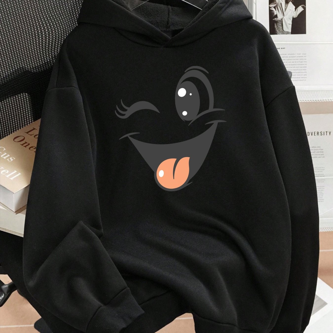 TEMU Plus Size 1pc Fashion Women's Autumn/winter Warm Hooded Sweatshirt With An Elegant And Beautiful Y2k Style Casual Sweatshirt Featuring A Cartoon