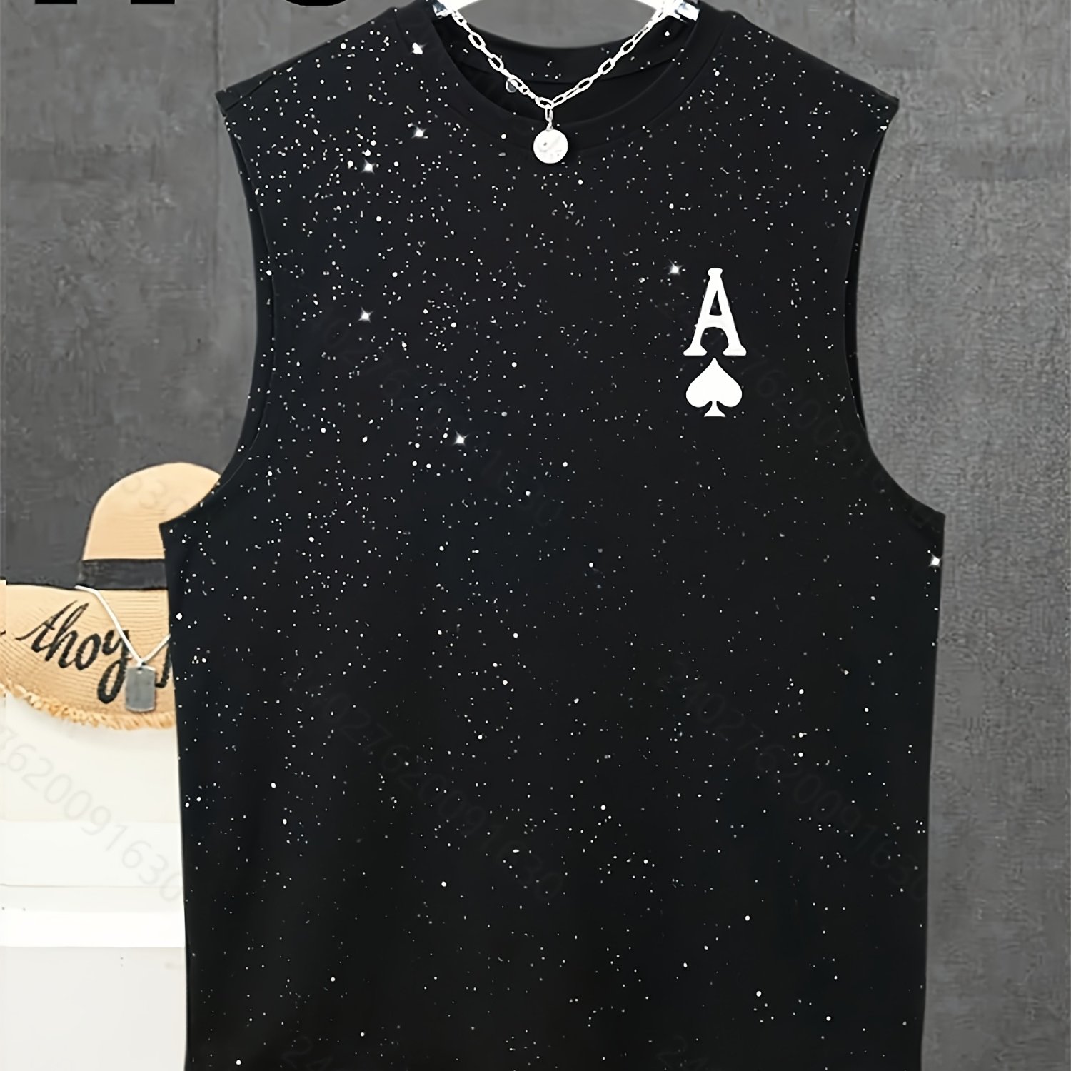 TEMU Fashion Trend Simple Creative Solid Color Vest For Men's Sports Fitness Running Training Casual Hiking With Sequins