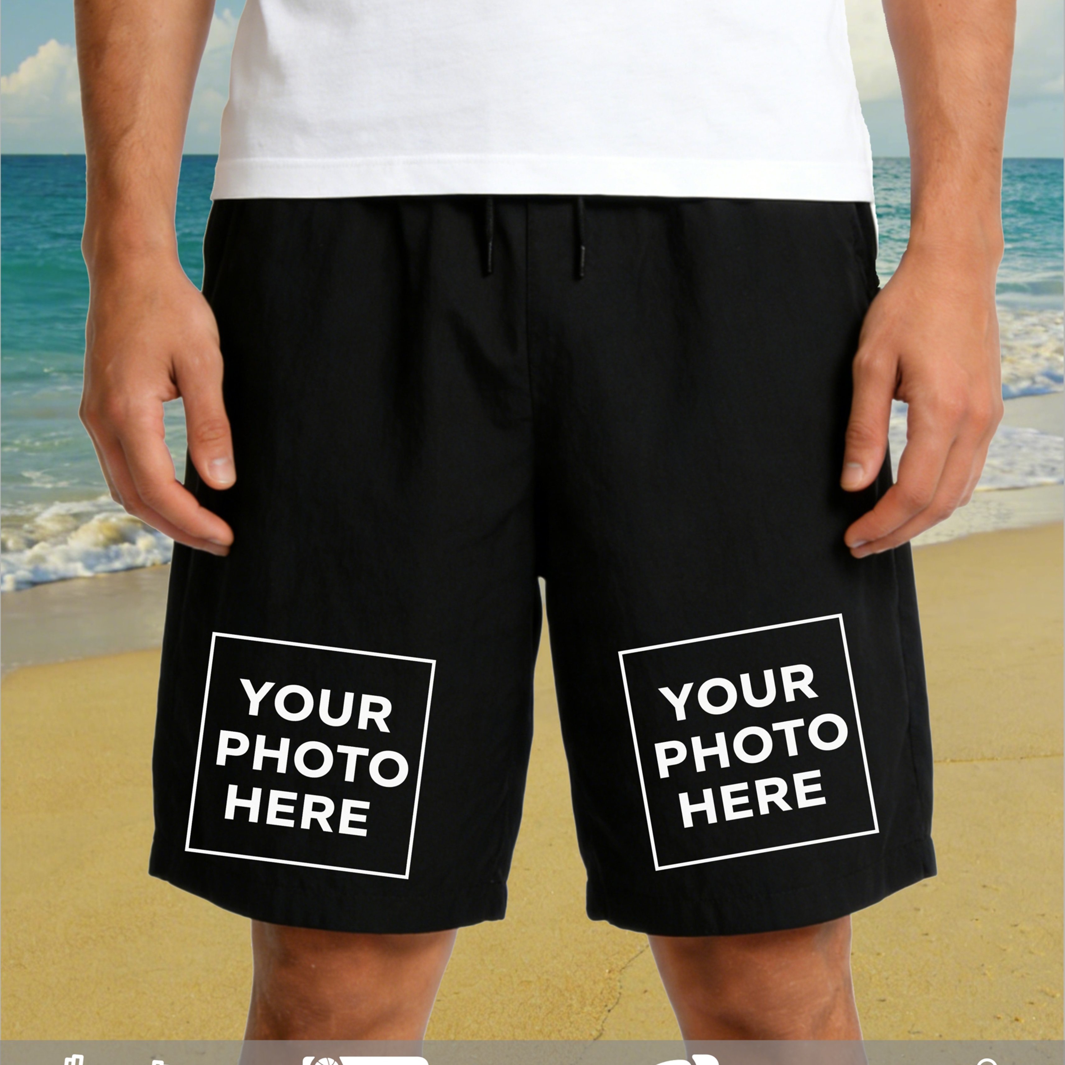 TEMU [customizable] Men's Casual Sports Beach Shorts, Double-sided Printing , Photo, Text, Pattern, , Suitable For Gym, Outdoor Sports, Running,