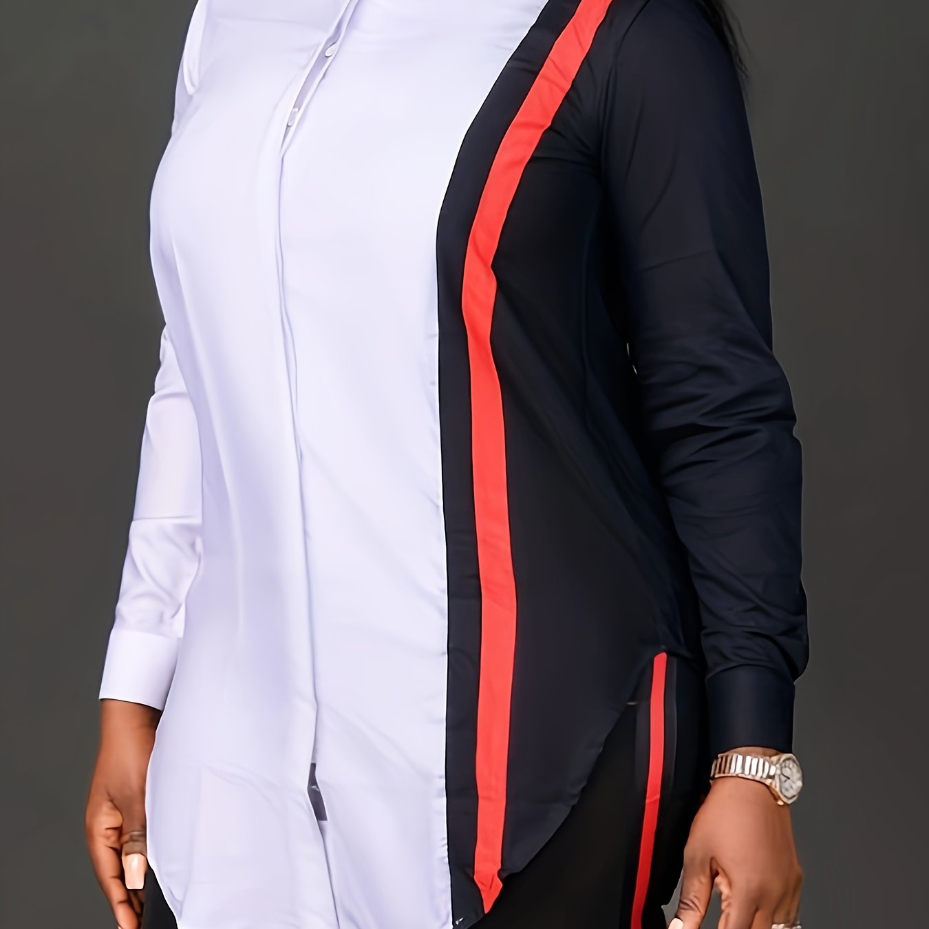 Image of 1pc Autumn Casual V-neck Printed Knit Shirt, Polyester Blend, Lightweight 120g/m² Fabric, Contrast Color Detail, Adult Fashion Top, For M-6133