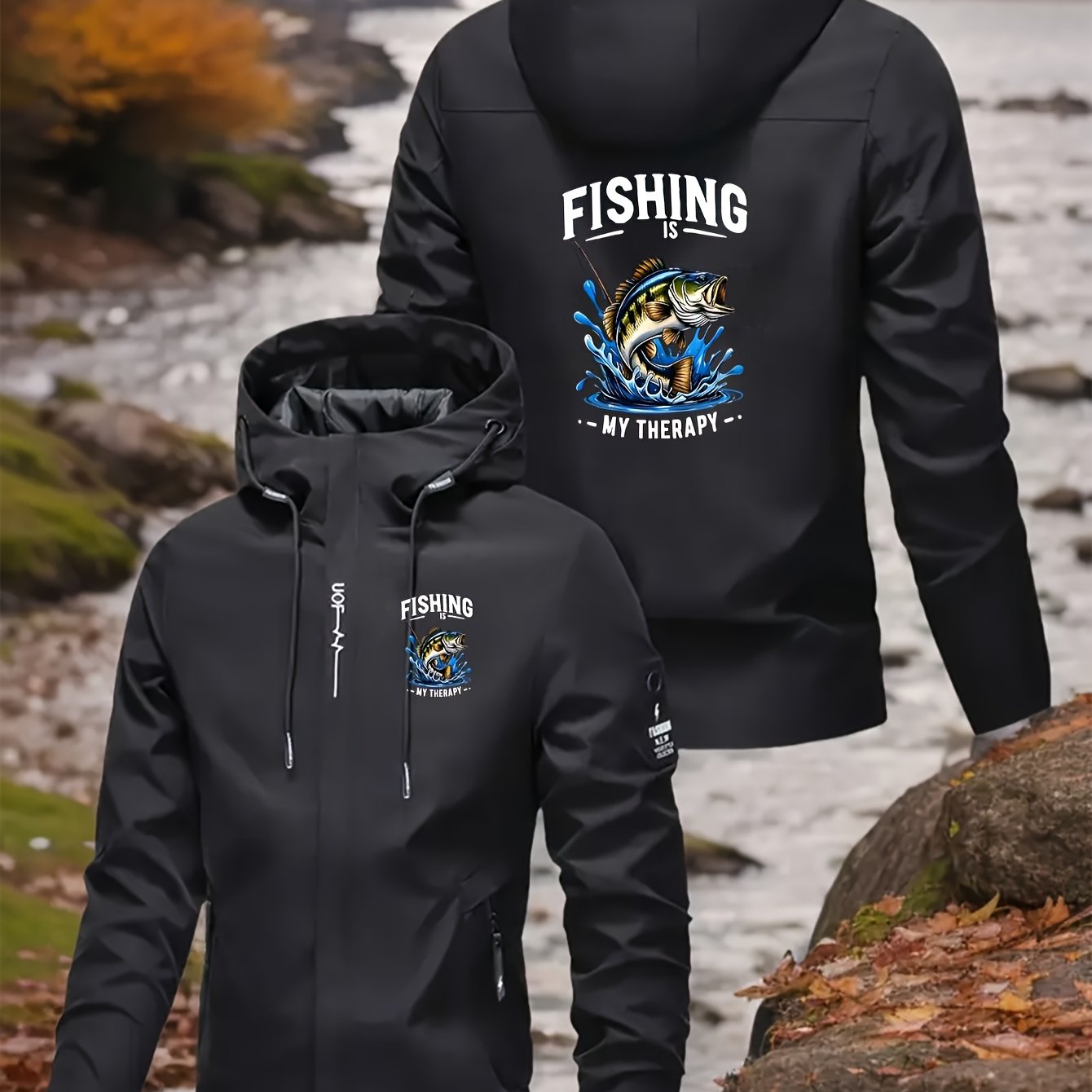 TEMU Men's Hooded Windproof Jacket With 