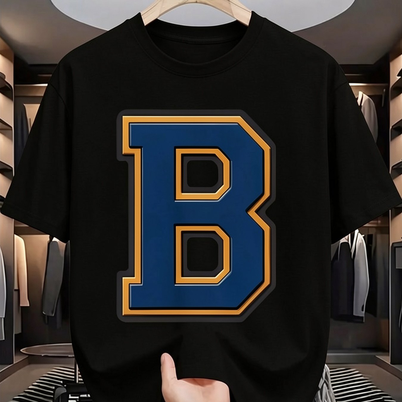 Men's Summer Casual T-shirt With 'b' Letter Print - Lightweight, Round Neck, Short Sleeve, Regular Fit, Perfect For Casual Attire, Everyday Tshirt | Trendy Casualwear | Durable Fabric