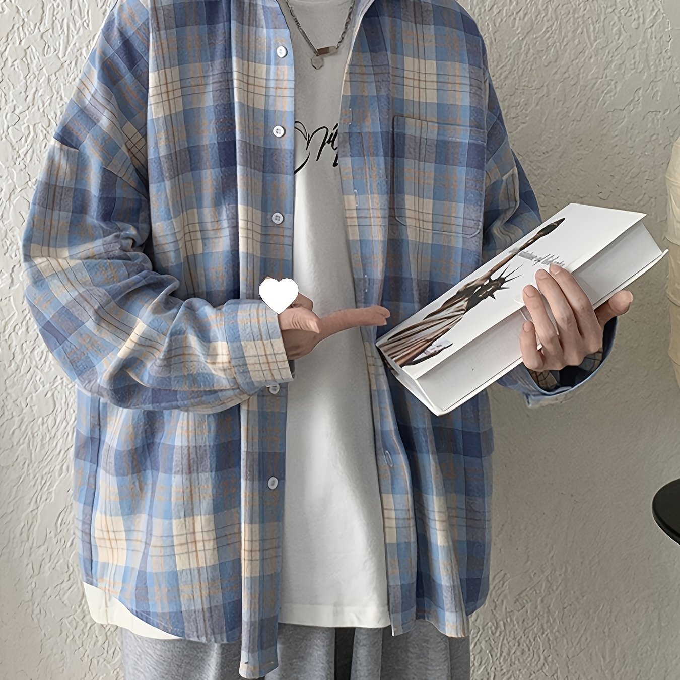 TEMU カジュアル 格子柄シャツ メンズ 夏用 薄手 長袖シャツ トレンディブランド カップル 竹レーヨン ルーズ 日焼け止めジャケットトップス