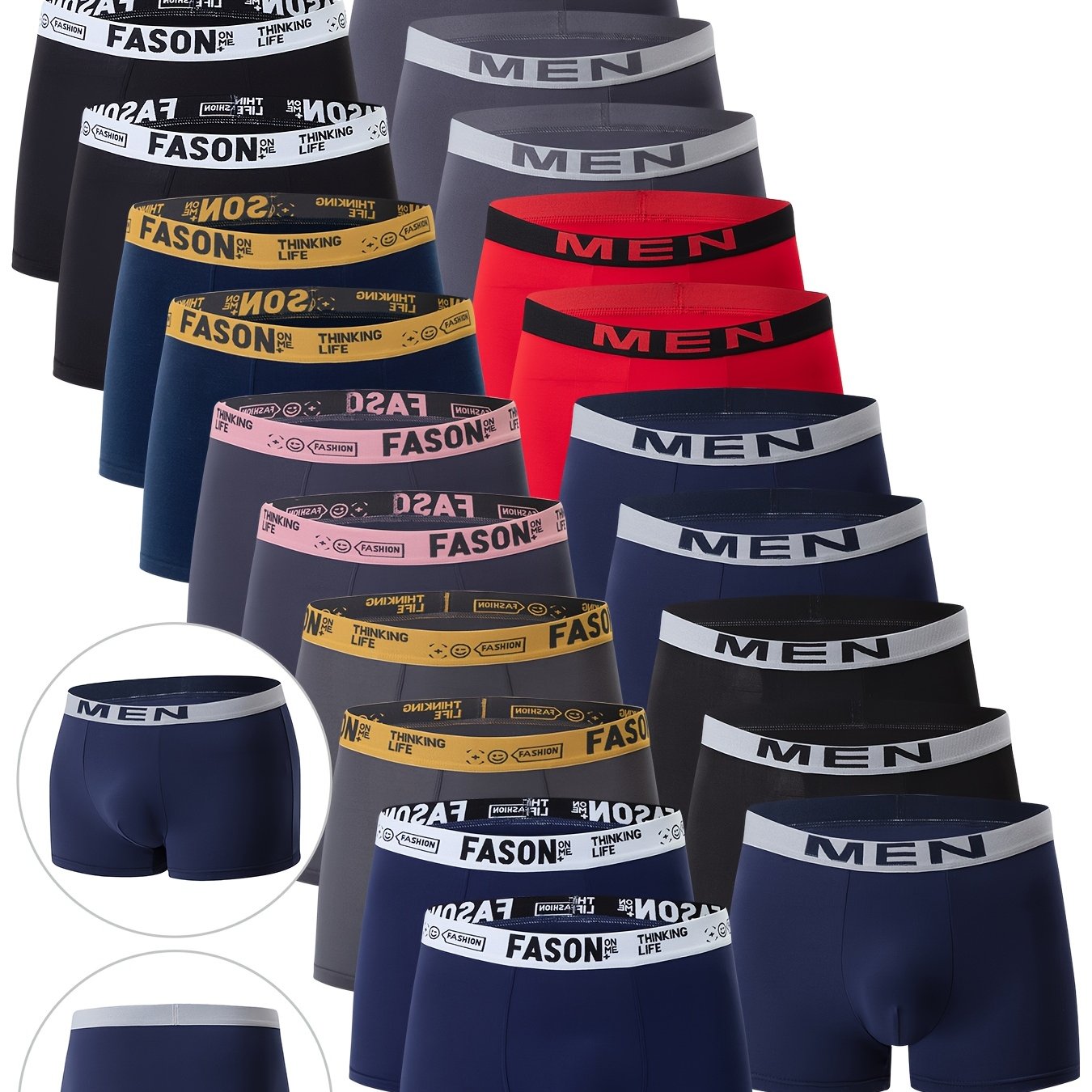 TEMU 20pcs Men's Underwear, Casual Boxer Shorts, Breathable Comfortable Stretch Trunks, Athletic Shorts