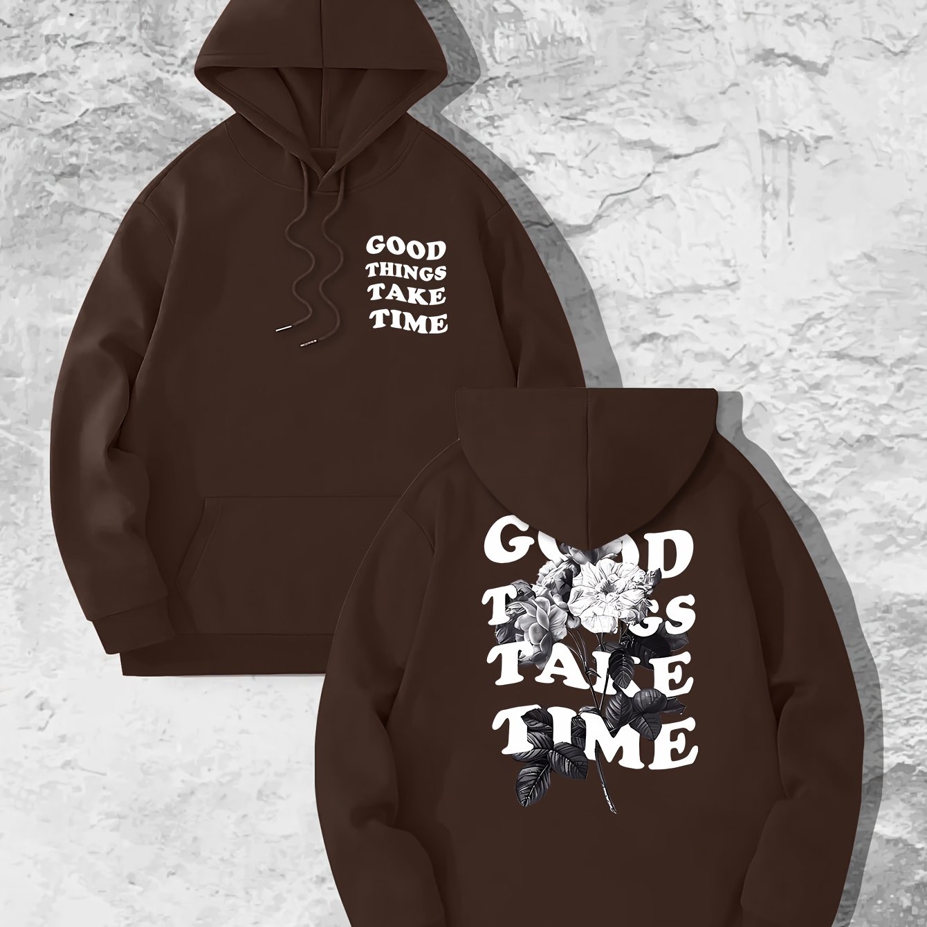 TEMU Lined Hooded Print Sweatshirt For Men, Spring/autumn 2023 New Long Sleeve Casual American Couple Style Top
