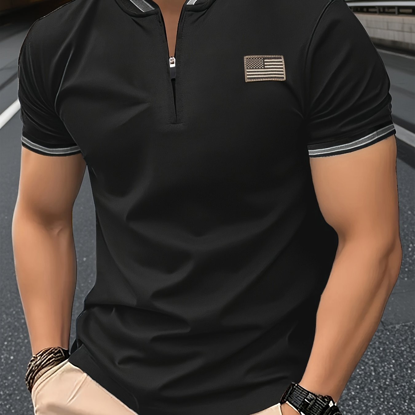TEMU 2024 Cross Border Men's Sports And Up Henley Shirt