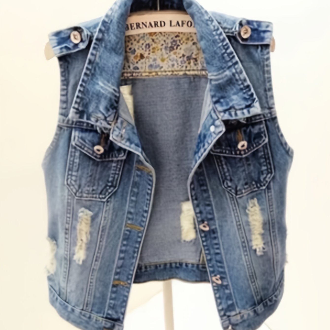 TEMU Plus Size, Plus Size Women Ripped Denim Vest, Vintage Washed Sleeveless Lapel Waistcoat, Distressed Casual Denim Sleeveless Jacket