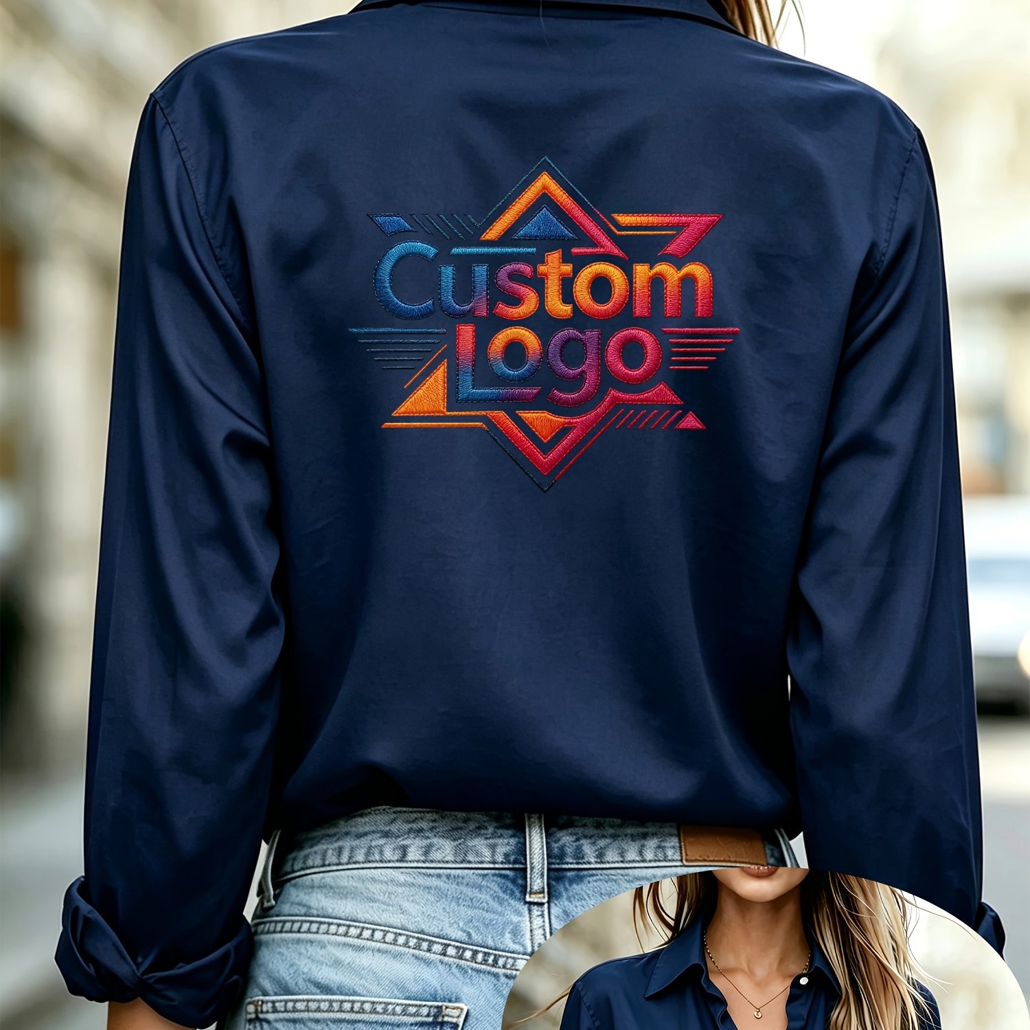 TEMU Custom Logo Printed Women's Shirt With Front And For Corporate Groups