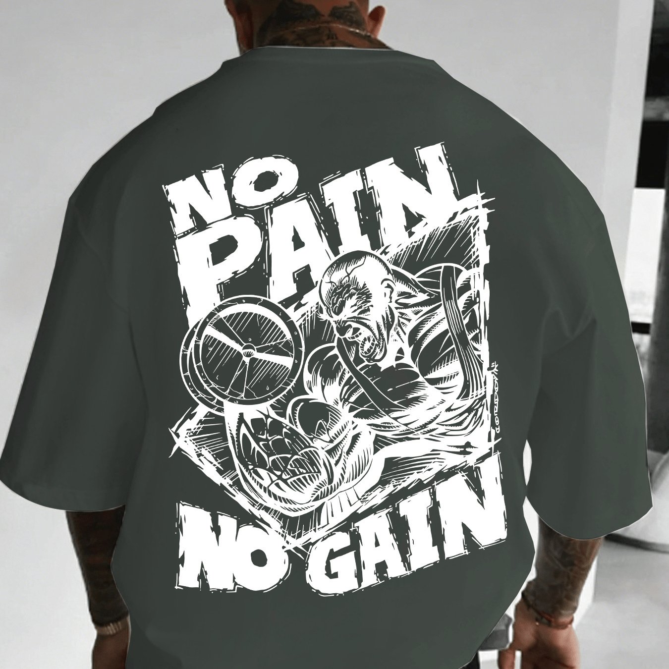 TEMU Printed Design – Not Textured/embroidery/sequins Men's Summer Fashion Short-sleeve T-shirt, Casual " No ," Full Of Power And , Plus Size
