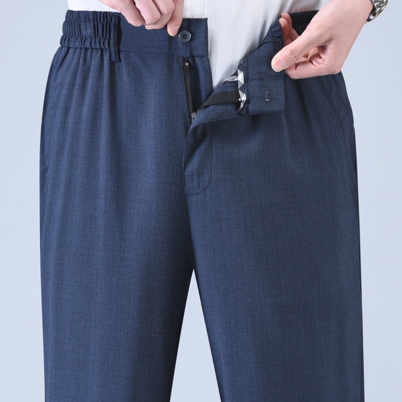 TEMU Summer 's Outdoor Elastic Waist Sports Casual Trousers, Middle-aged Men's Fashion Casual Loose Straight High-waist Pants