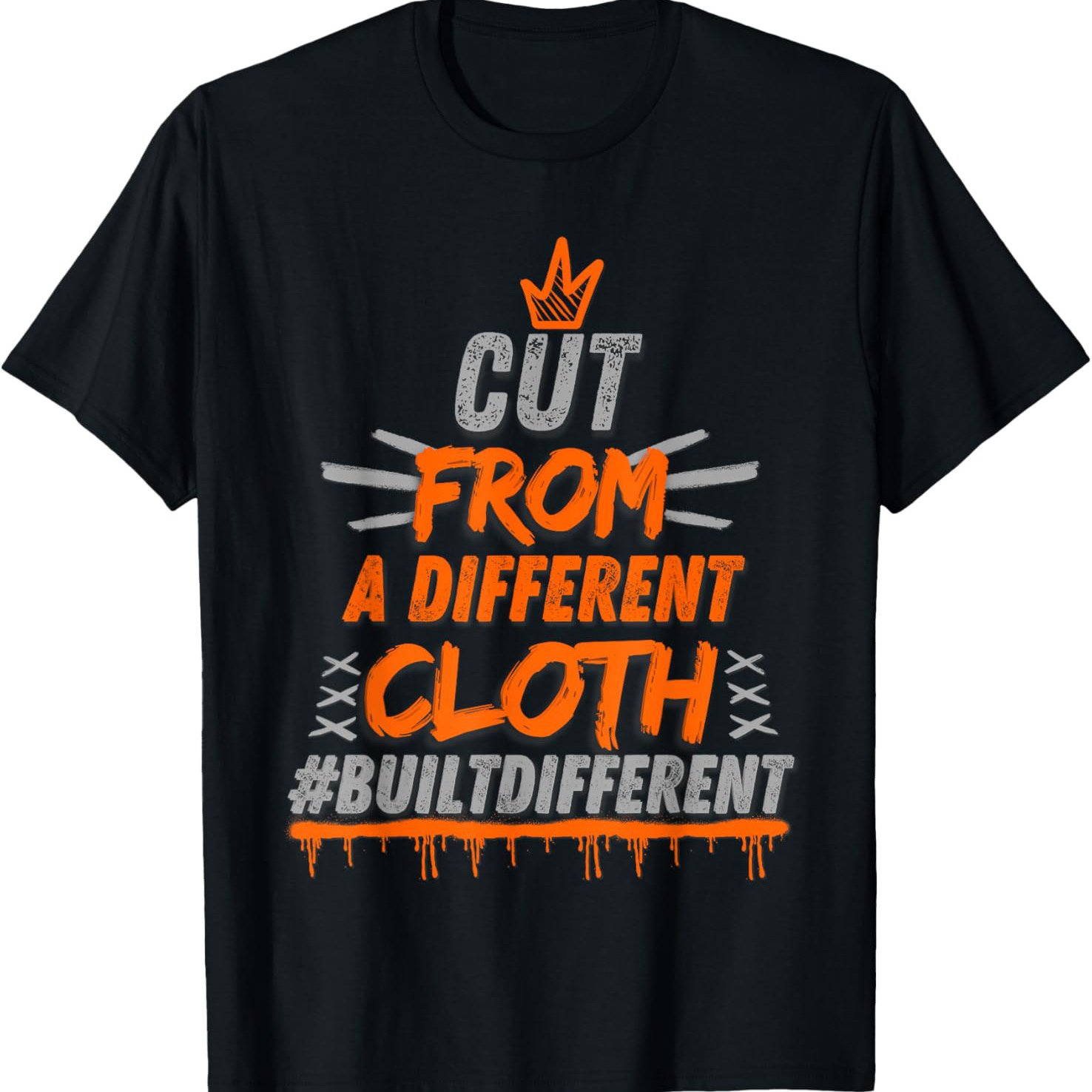 TEMU Men' Casual Short Sleeve T-shirt - "cut From A Different Cloth" Graphic Print, 100% Cotton, Round Neck, Athletic & Streetwear Style For Casual Attire