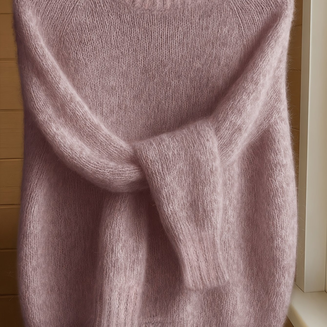 TEMU Suéter mezclado cepillado para mujer - Con diseño de cuello y estilo francés, suéter y holgado es para usar en , otoño e invierno. Artículo de