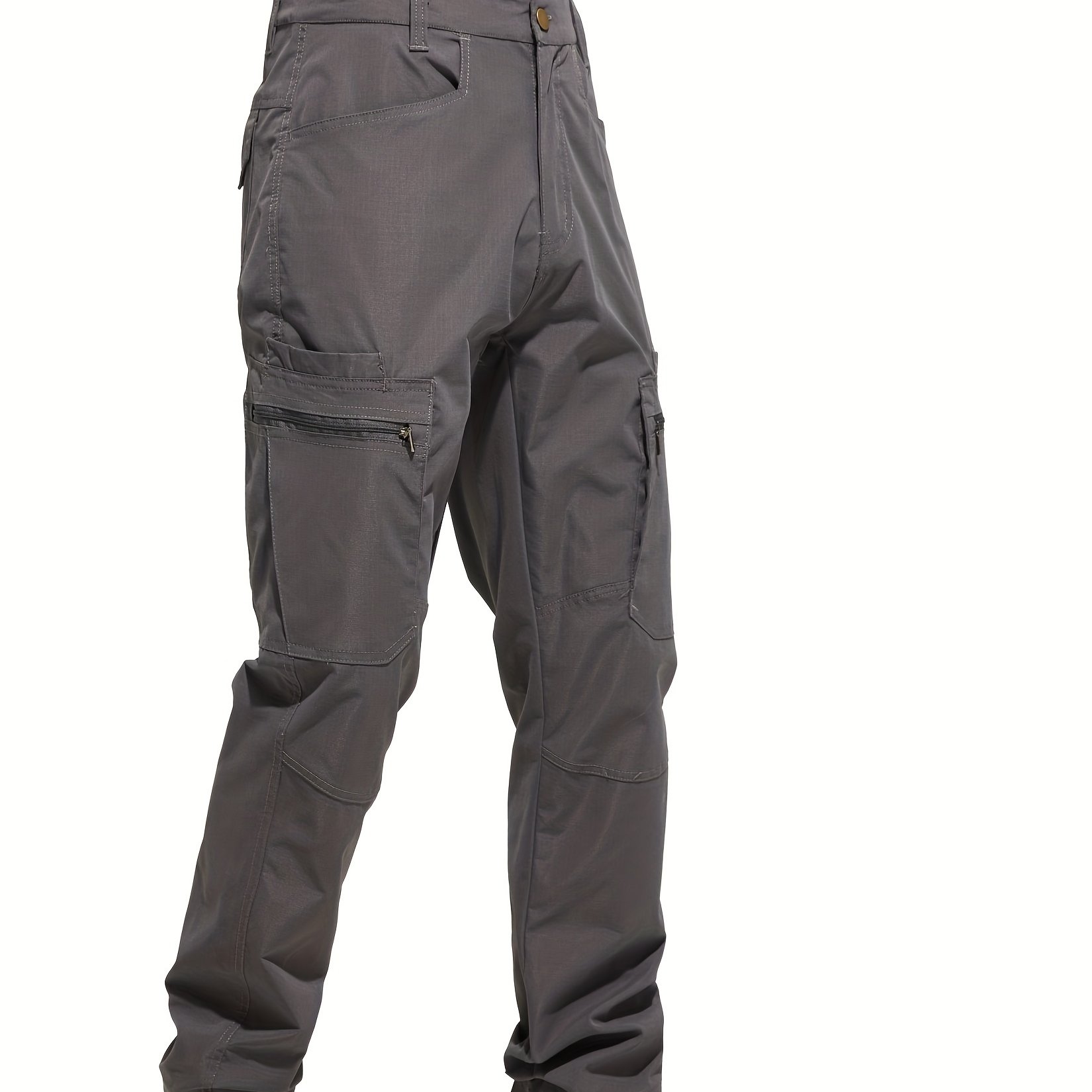 Image of Men's Quick-dry Outdoor Multi-pocket Tactical Pants For Fishing, Hiking, And Camping