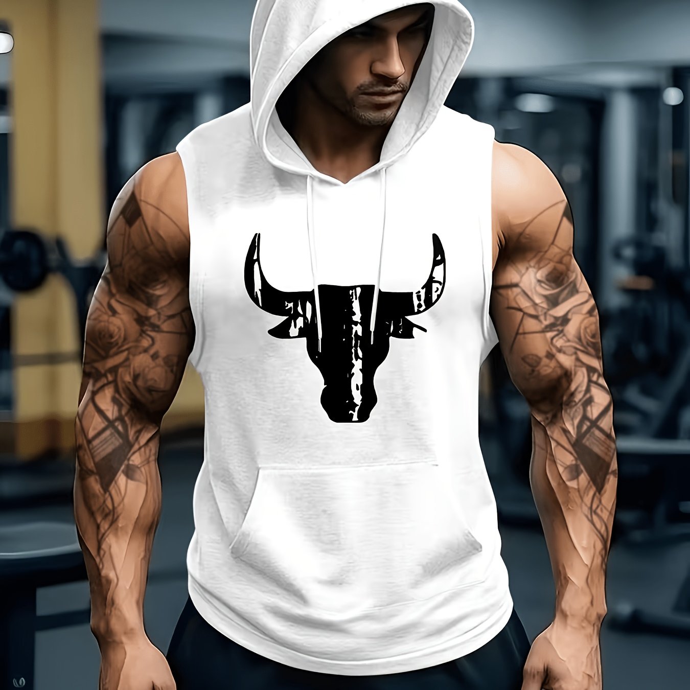 TEMU Print Summer Fashion Outdoor Casual Summer Top Men's Sporty Sleeveless Hooded Vest For Men
