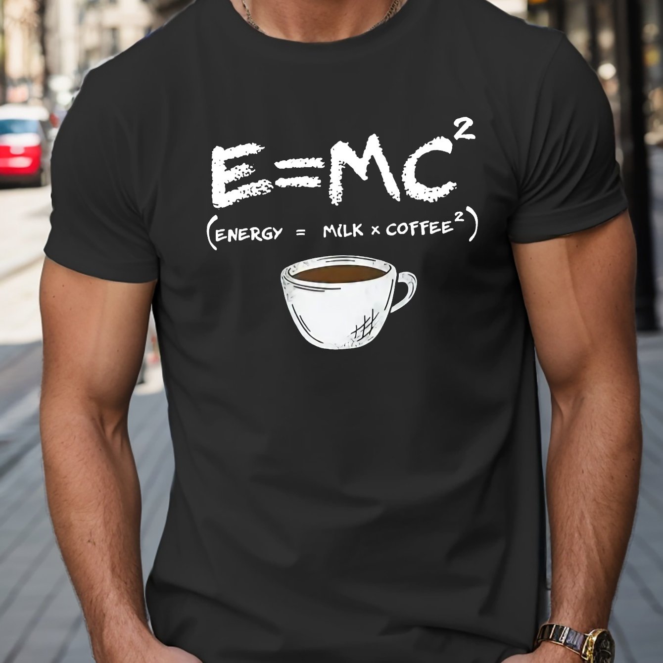TEMU E=mc^2 Print Tees For Men, Casual Quick Drying Breathable T-shirt, Short Sleeve T-shirt For Summer