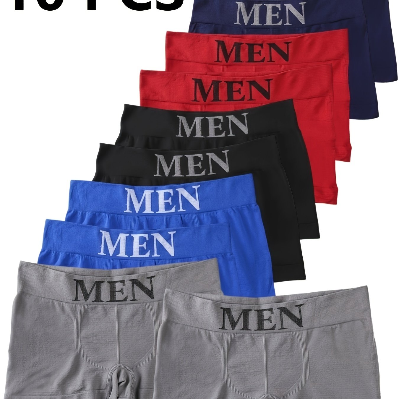 E-shop Mischfarbige 10er-Packung Herren Trunks Herren Boxer Briefs Sportliche Nahtlose Bequeme Atmungsaktive Boxer Briefs Einheitsgröße